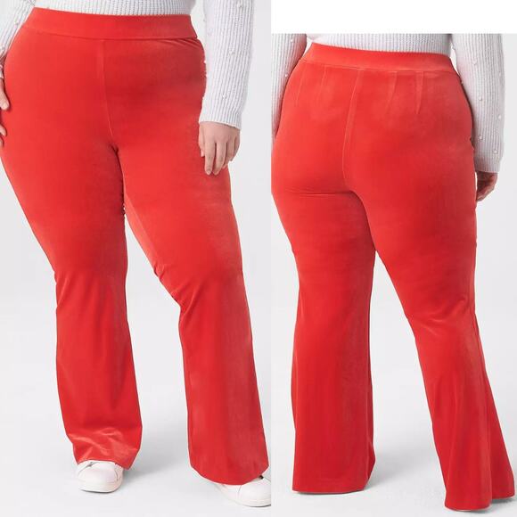 NEW Lane Bryant Velvet Flare Pant Holiday Red No Gap Waist Band Size 16 Comfy XL - Picture 2 of 9